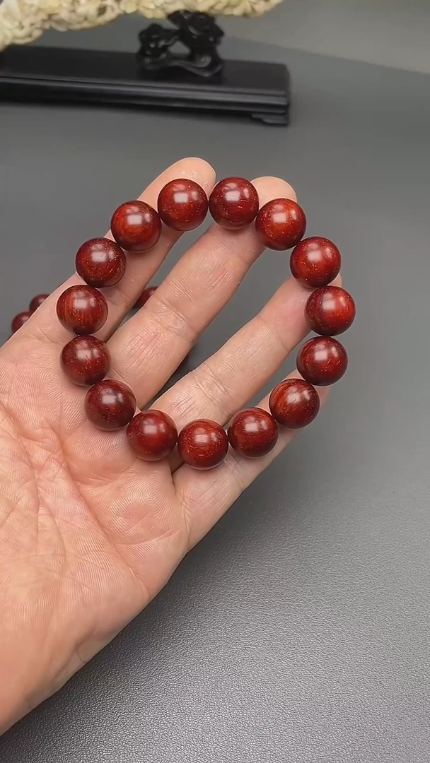 小叶紫檀琴料龙鳞金星15mm手串