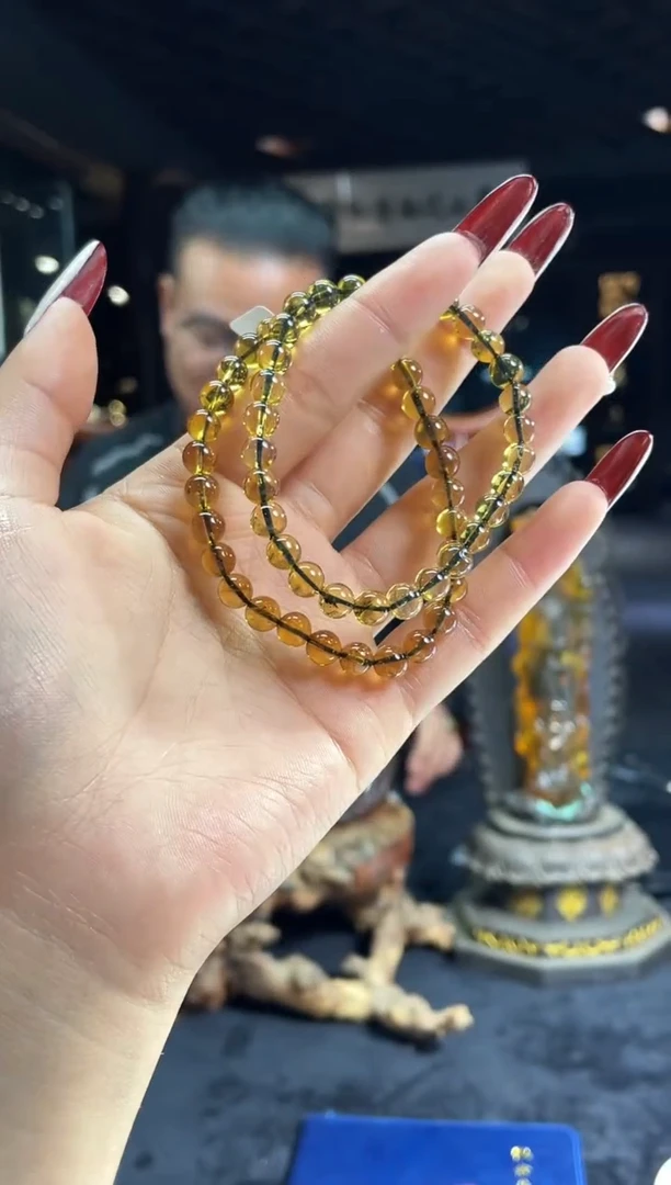 琥珀颈饰未镶嵌缅甸琥珀金蓝手串多样性发其一