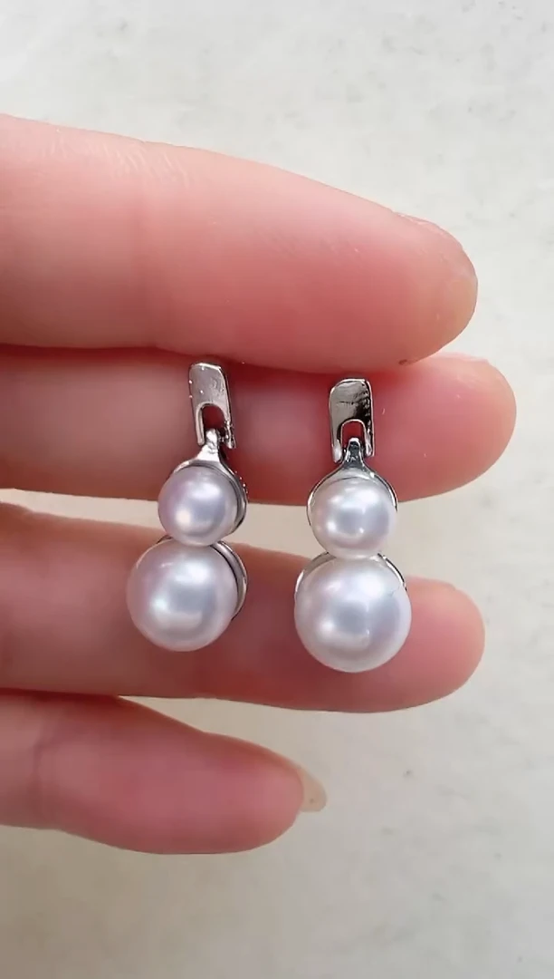 【闪购商品】淡水珍珠耳饰合金双珠灵动葫芦