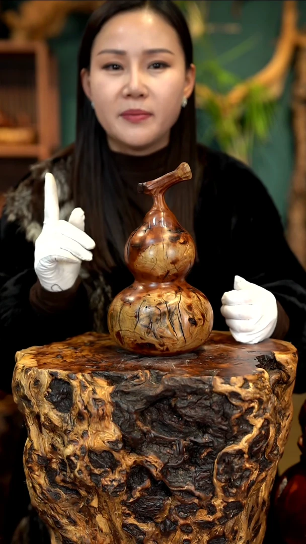 木雷击枣木葫芦摆件