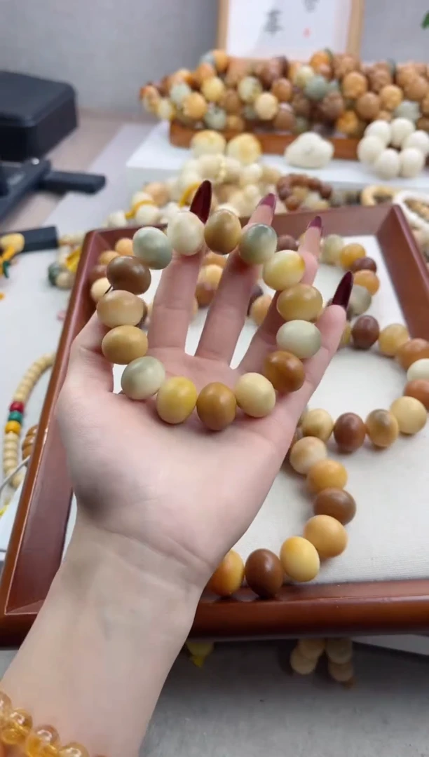 【闪购商品】菩提根/象牙果手串干磨算盘15*18mm瑕疵不补v13