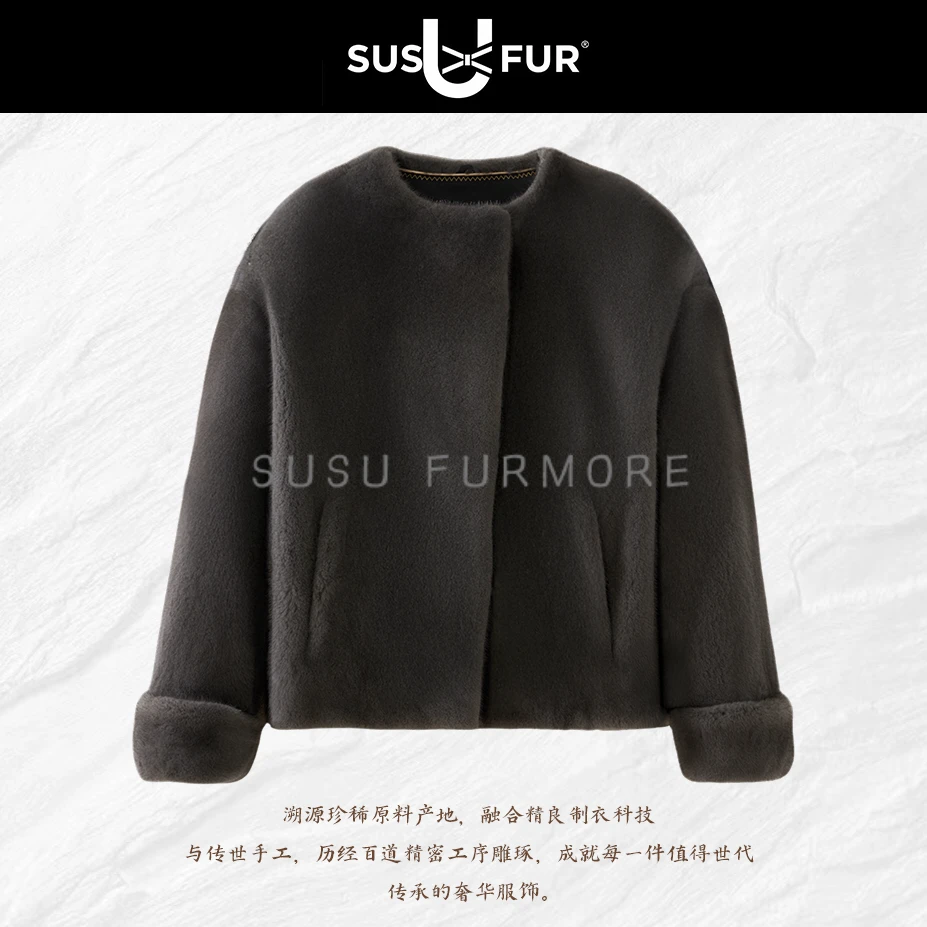 SUSU×FURMORE进口紫金小母貂显瘦年轻洋气时髦女品质皮草外套2432
