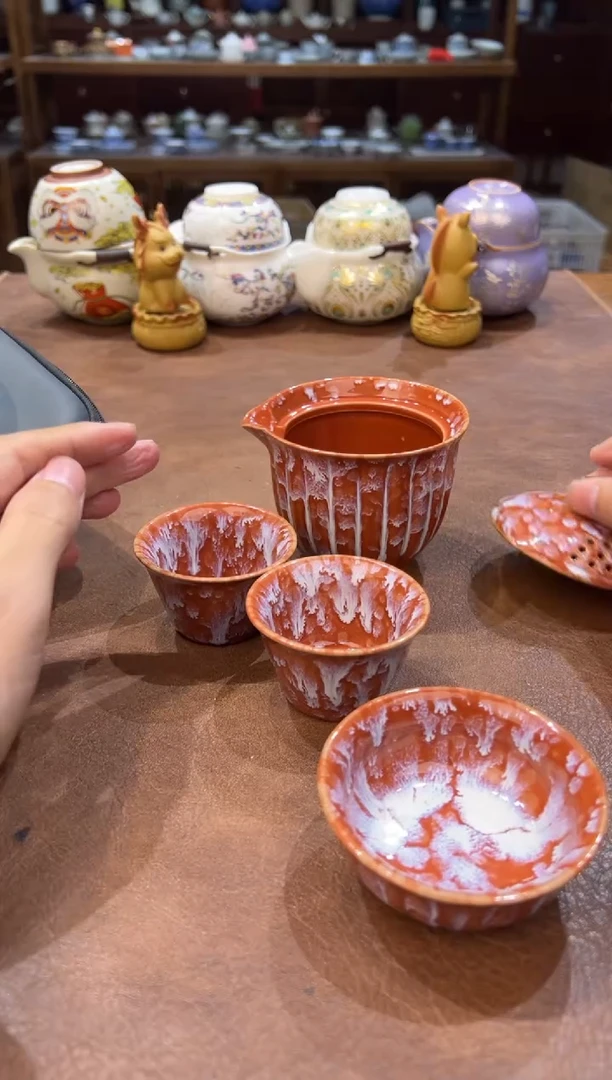 真的很便宜超好看会开片的旅行茶具
