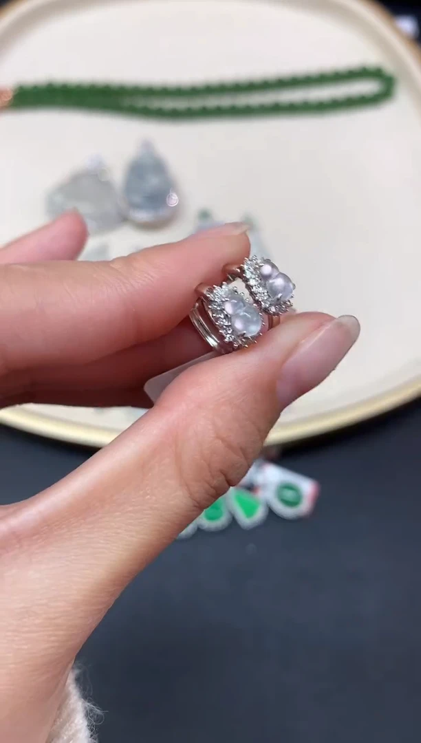 【闪购商品】翡翠耳饰18K金镶嵌耳饰A329|3800