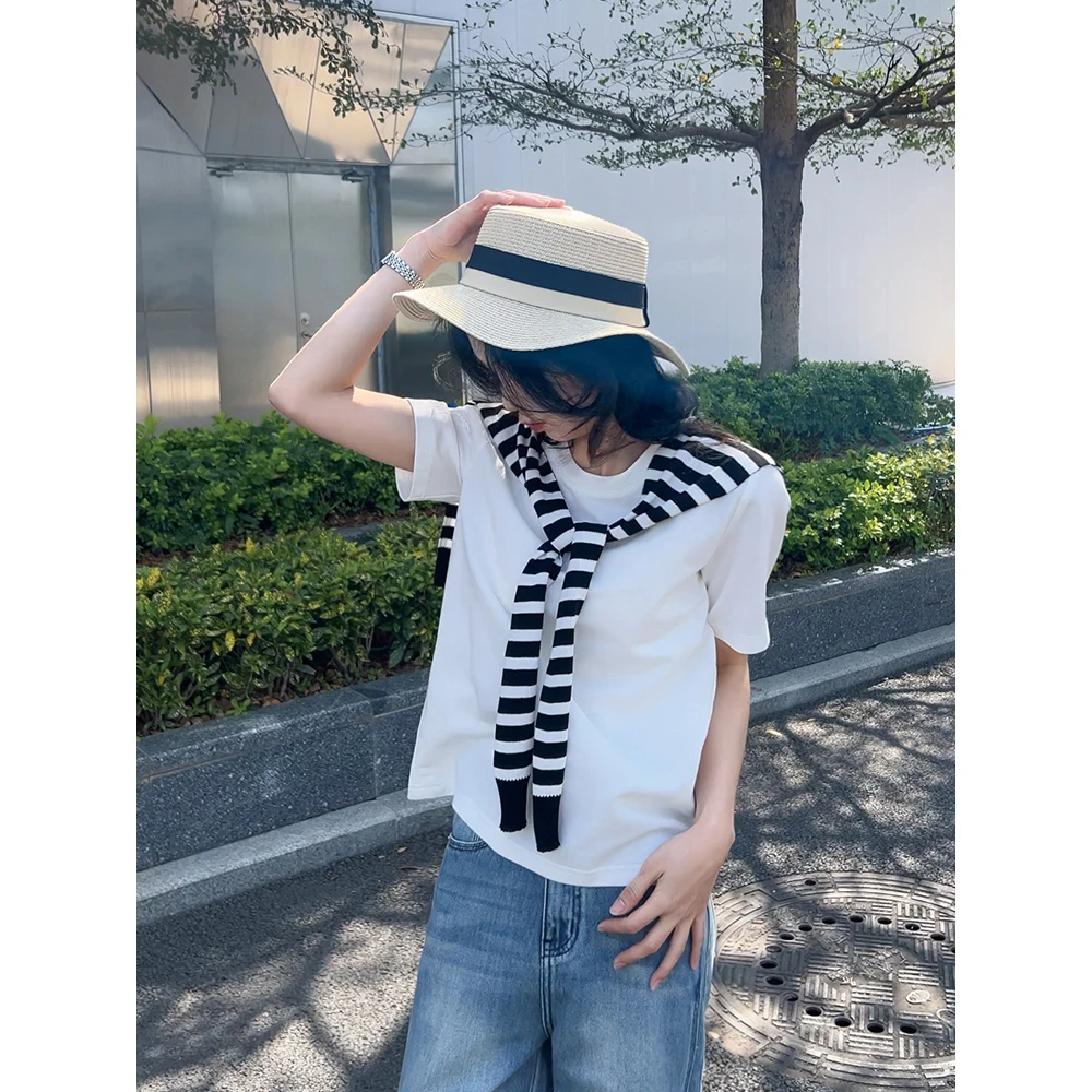 休闲百搭上衣韩版短袖气质显瘦条纹T恤SK1190