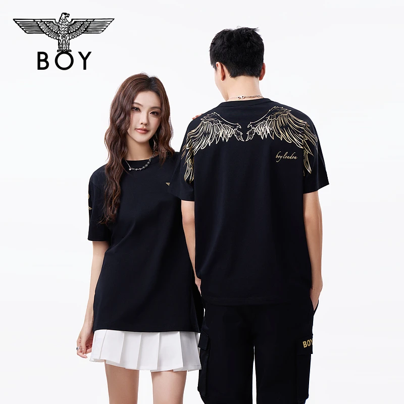 BOYLONDON休闲时尚黑色宽松短袖圆领潮牌百搭春夏新款T恤N01909