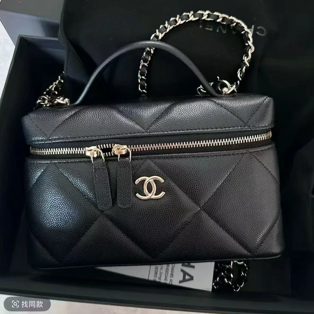 99新 Chanel/香奈儿 【安则专属】黑色手提化妆盒子包/25K