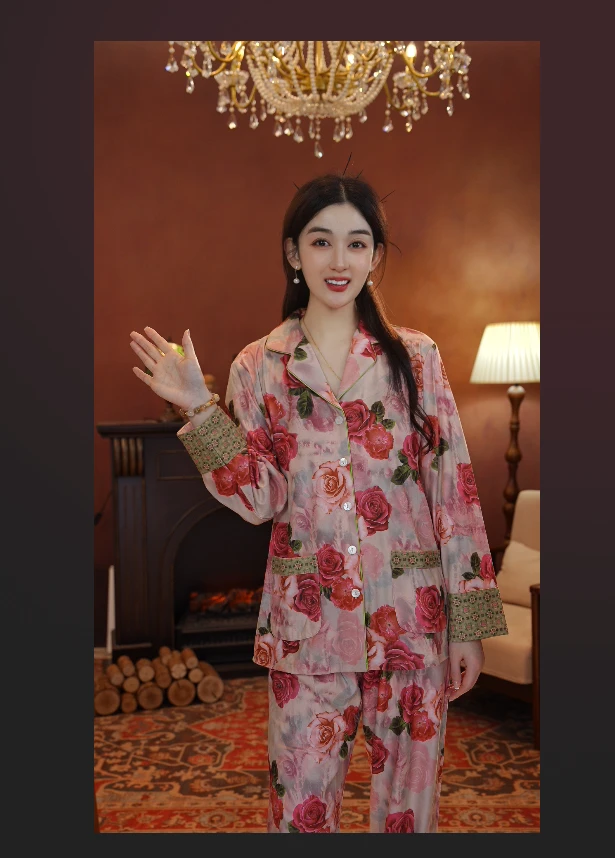 七七【双色玫瑰】HH2025冬款绒款厚款两件套可外穿家居服XHSY