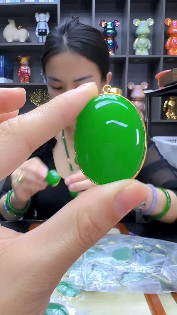 翡翠14K金镶嵌颈饰沉白diy劲饰