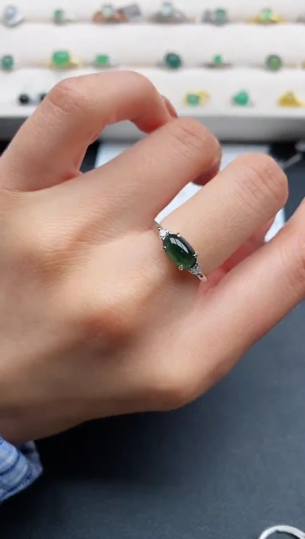 银S925镶嵌戒指翡翠444444444+6