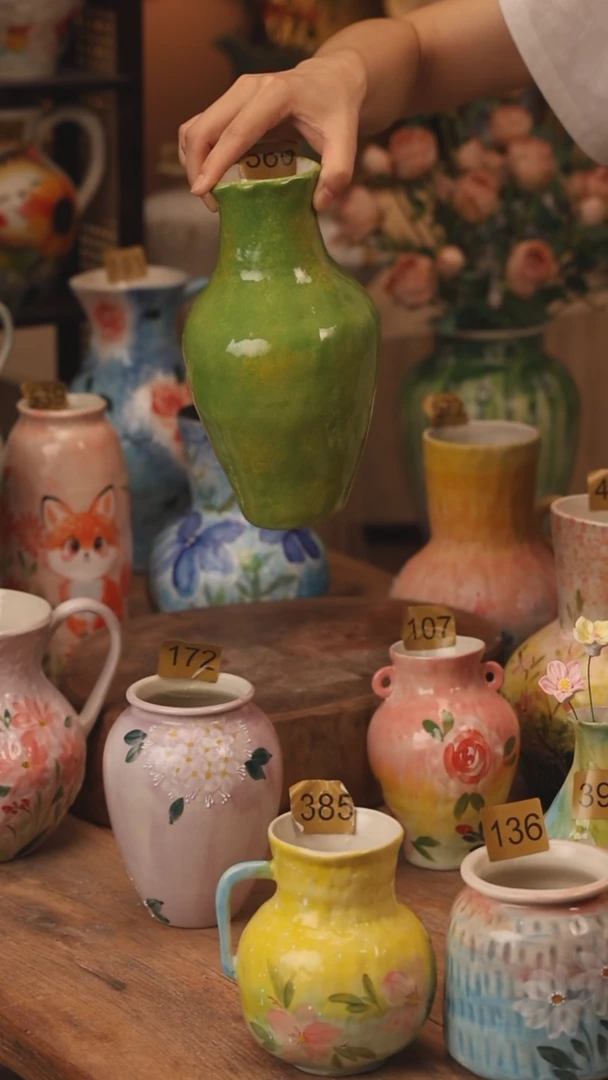 陶瓷360景德镇设计师手作花器摆件侘寂风