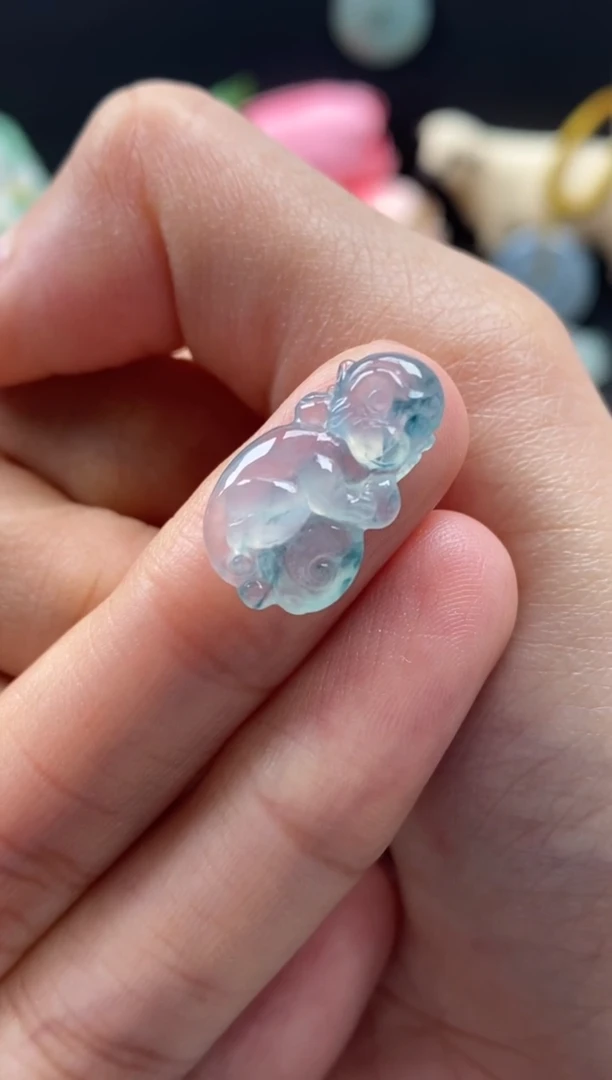 【闪购商品】翡翠颈饰未镶嵌翡翠冰飘花猴子