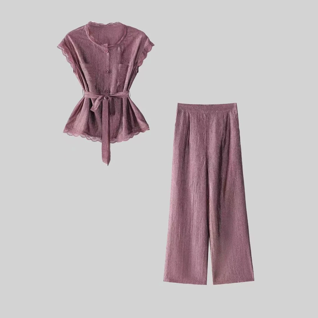 1065气质显瘦法式时尚套装休闲风宽松上衣睡衣极简风