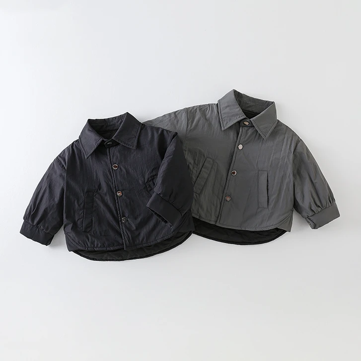 【三叁】儿童衬衫冬季2024男童时尚纯色百搭翻领外套AW638