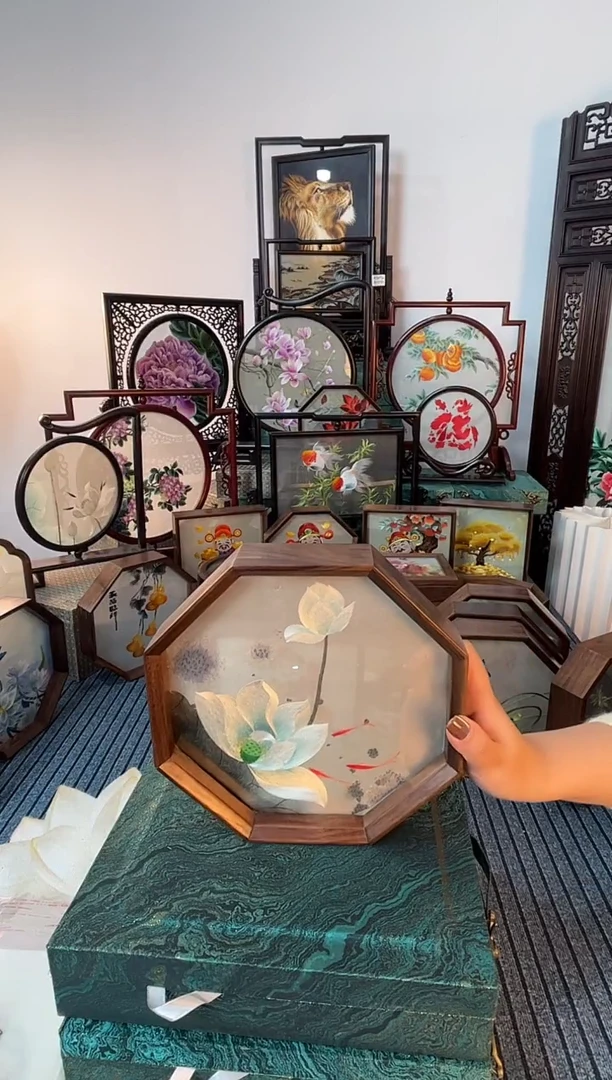 织绣纯手工苏绣双面绣摆台