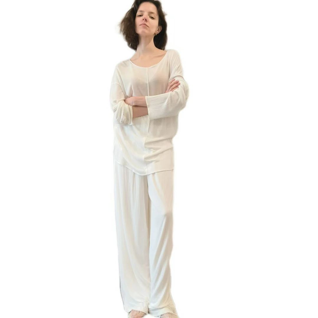 【茉舍】GENTLE THORNS 老钱风纯白色长裤套装 GT25SS80-1390