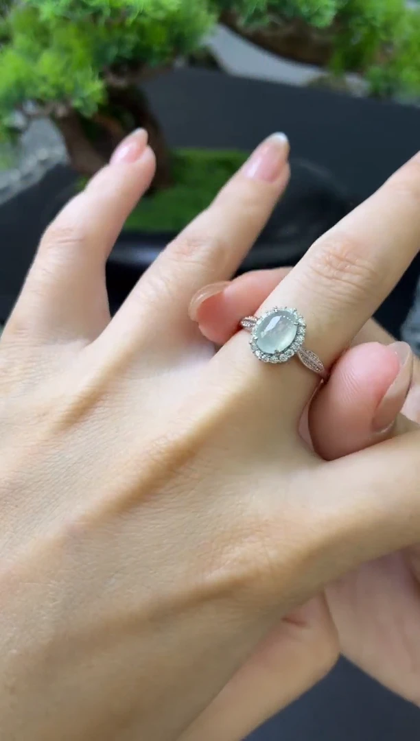 翡翠戒指银S925镶嵌戒指