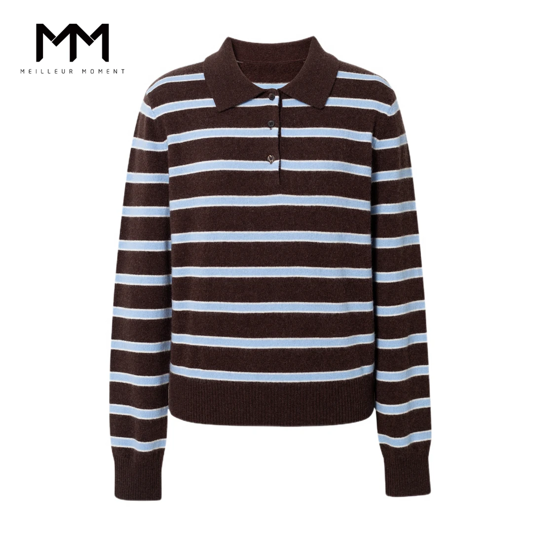 【预售4】MM麦檬polo领撞色流行复古针织衫毛衣25冬新5H1930491