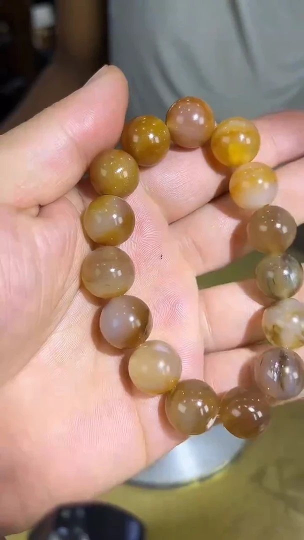 未镶嵌珠宝奇石硅化玉缅甸天然树化玉手串