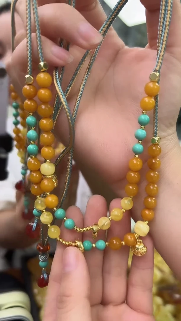 未镶嵌蜜蜡裸石蜜蜡配链多样性发一条