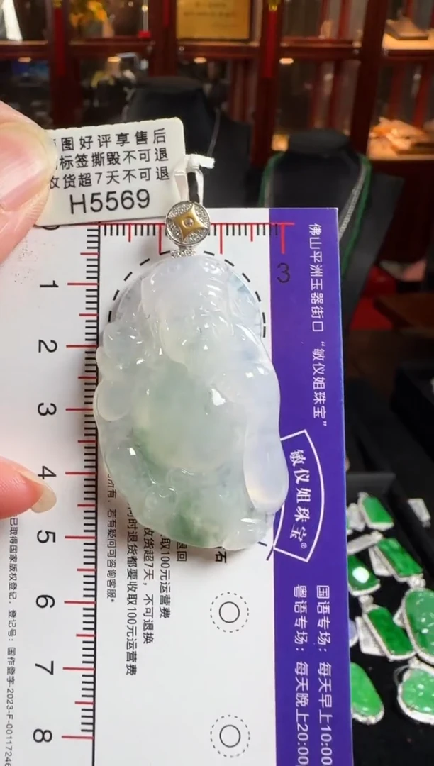 颈饰18K金镶嵌翡翠H5569冰财神