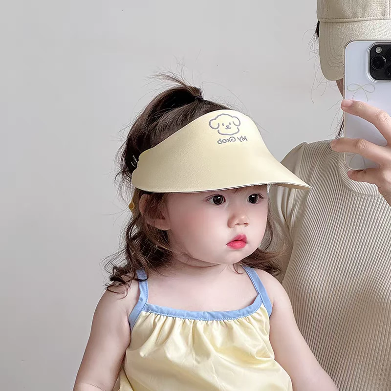 宝宝帽子春夏款空顶帽可爱大檐户外遮阳帽男女童防紫外线防晒帽韩