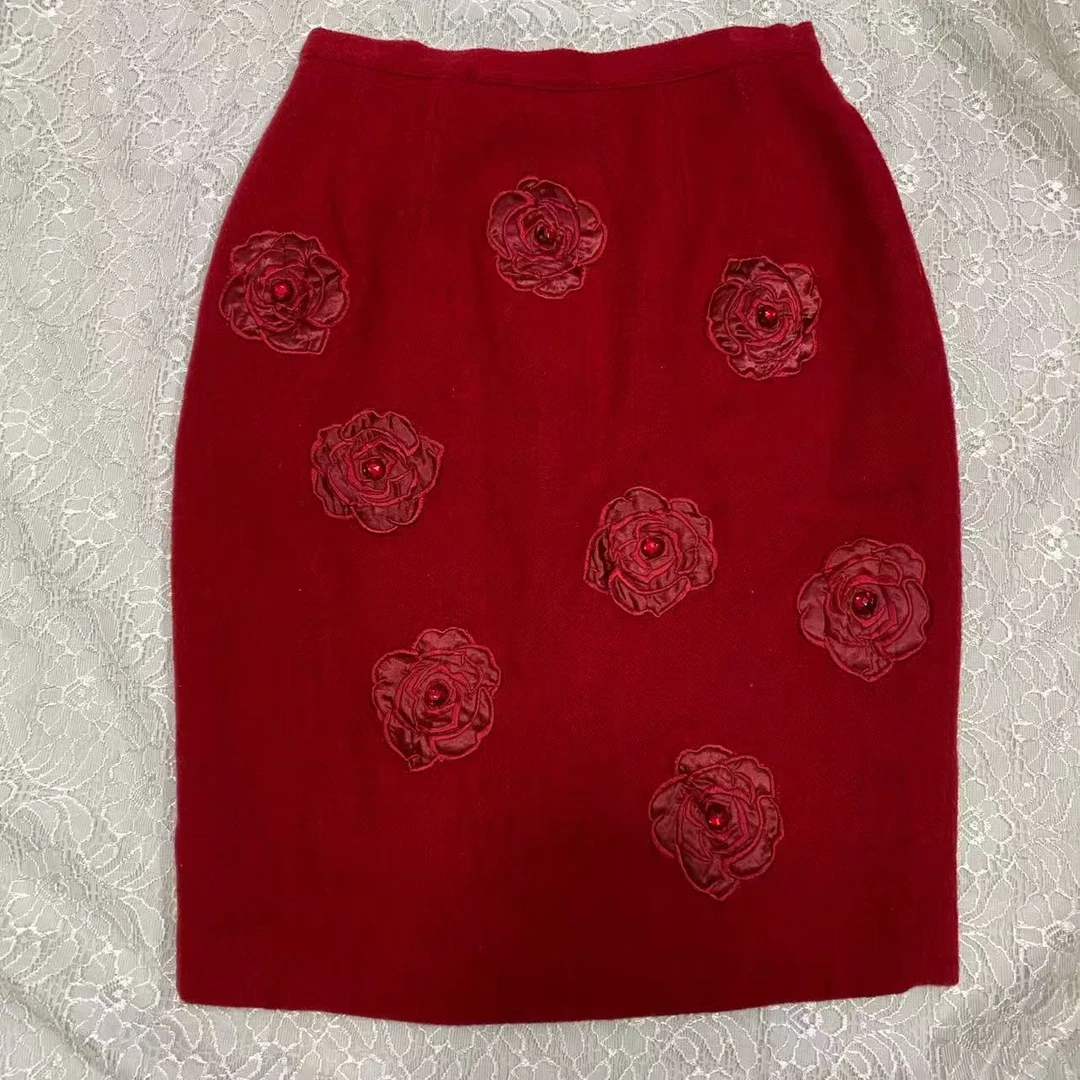 {小月vintage}古着孤品复古日制港风文艺中长款花柄半身裙