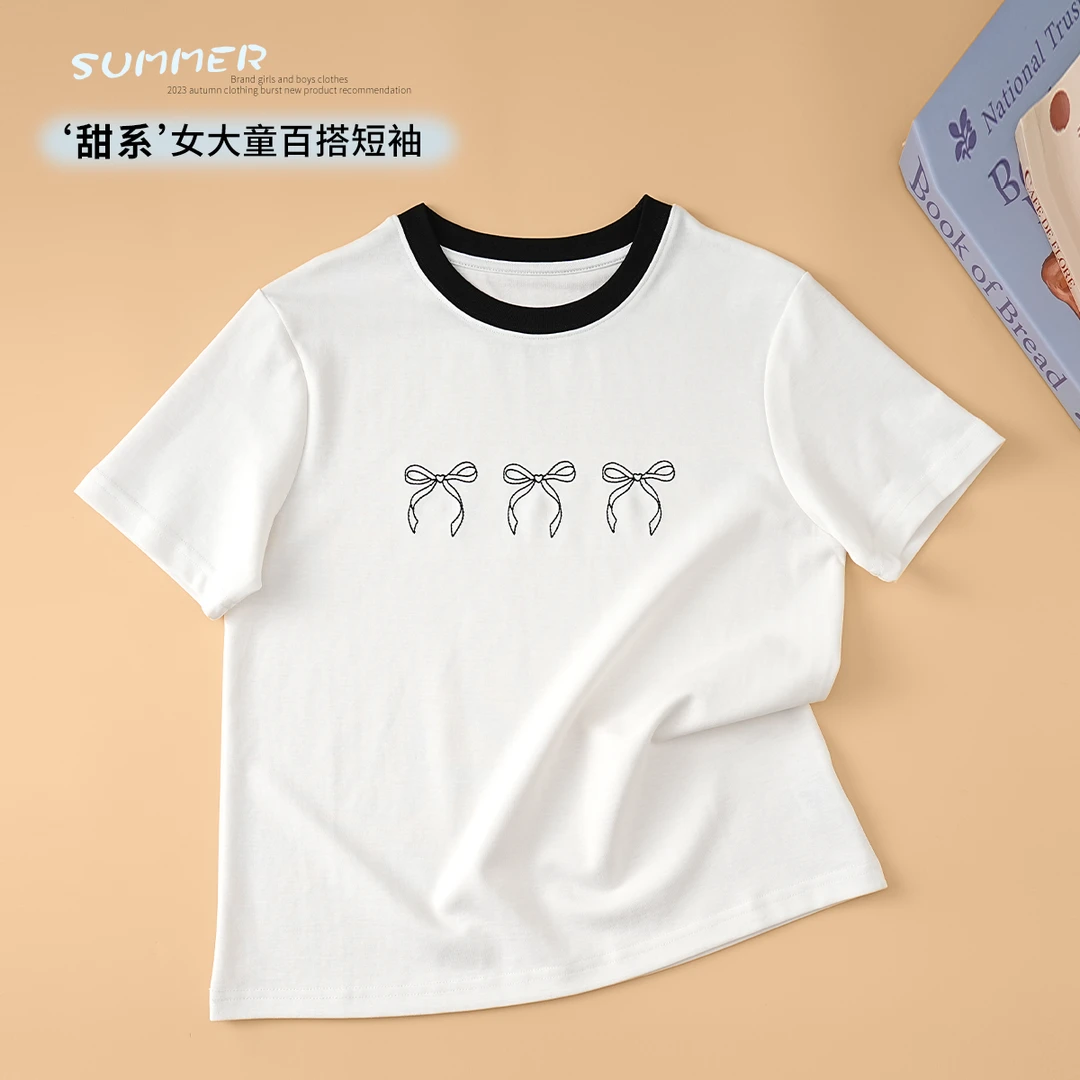 【断码特价】女童短袖t恤2025夏季初中生上衣女大童洋气体恤衫半袖