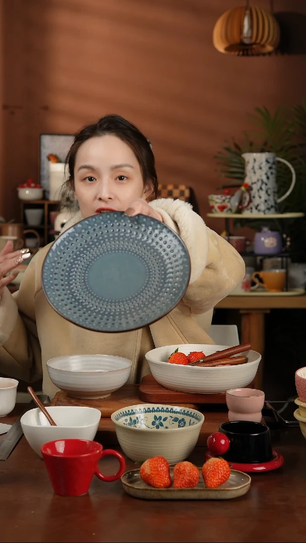 【闪购商品】碗8.5寸蓝色太阳花盘 微瑕凑满20发货