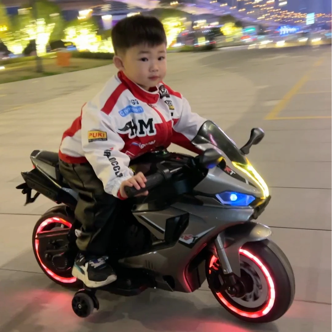 儿童电动摩托车可坐人2-7岁充电两轮电动车男女孩电瓶机车赛车