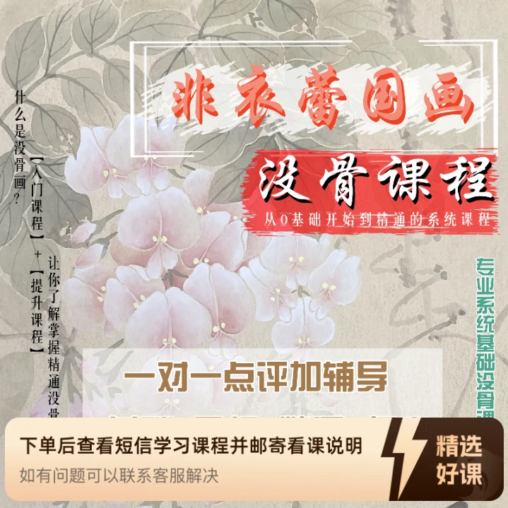 非衣蕾国画没骨画0基础入门/提升/精通绘画课（留意短信解锁课程）