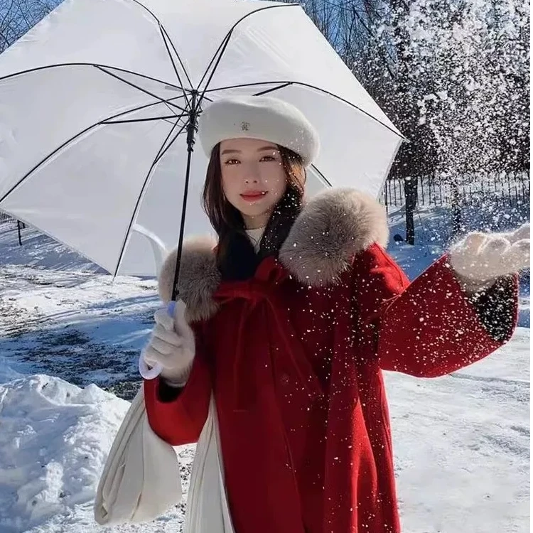 金夫人大衣【小魔女】100%毛时尚国风斗篷中长款纯手工双面羊毛大衣