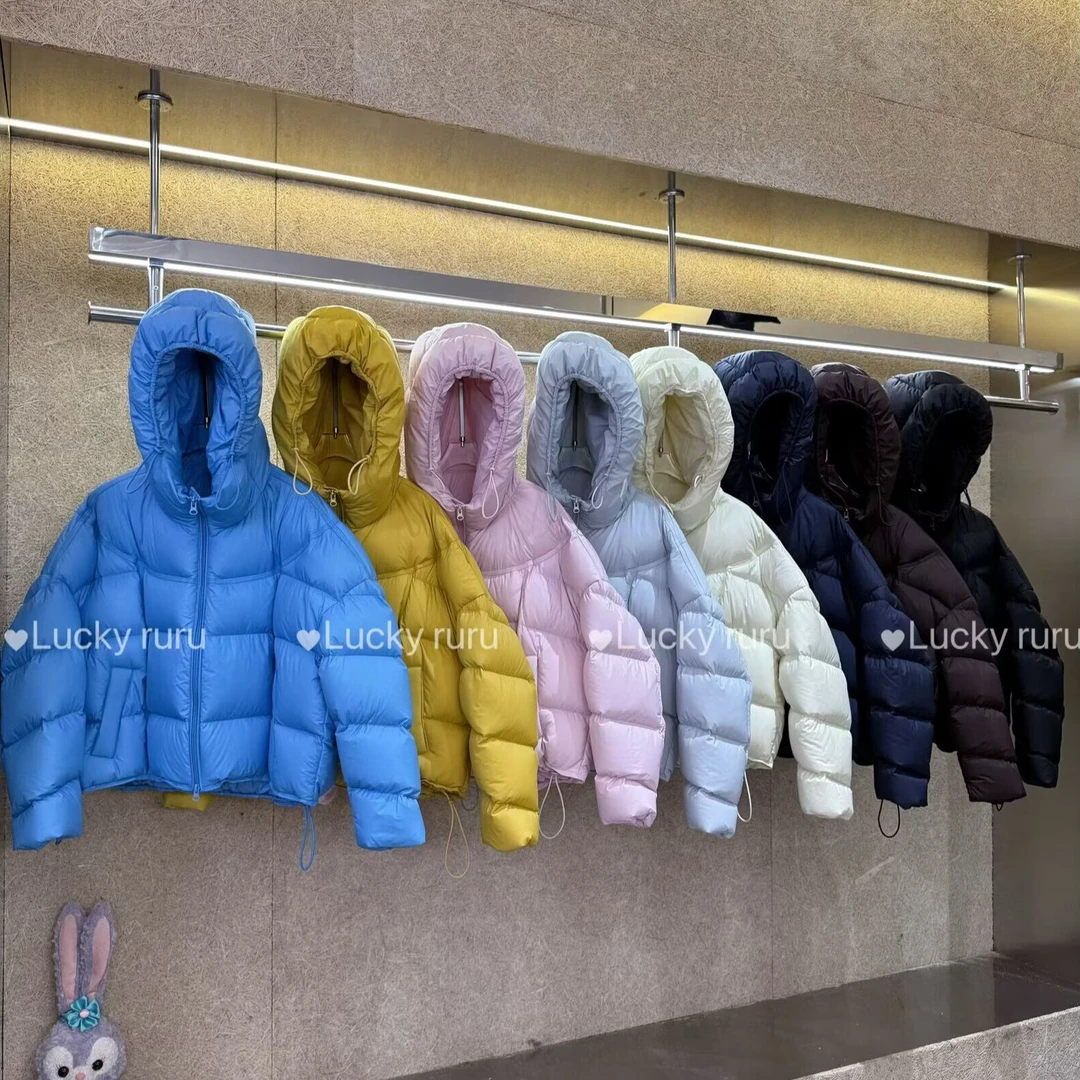 韩版连帽短款羽绒服2025冬季新款时髦洋气面包服外套