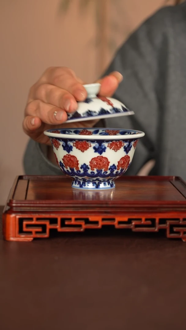 【闪购商品】盖碗永明尚玩景德镇手工手绘陶瓷