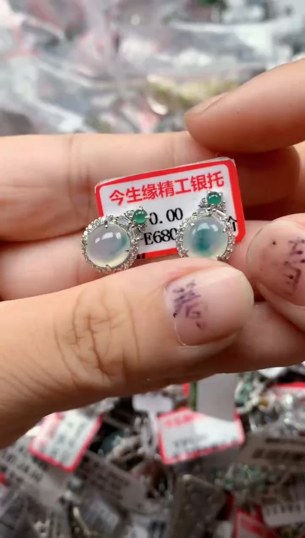 银S925镶嵌戒指翡翠天然A货缅甸翡翠