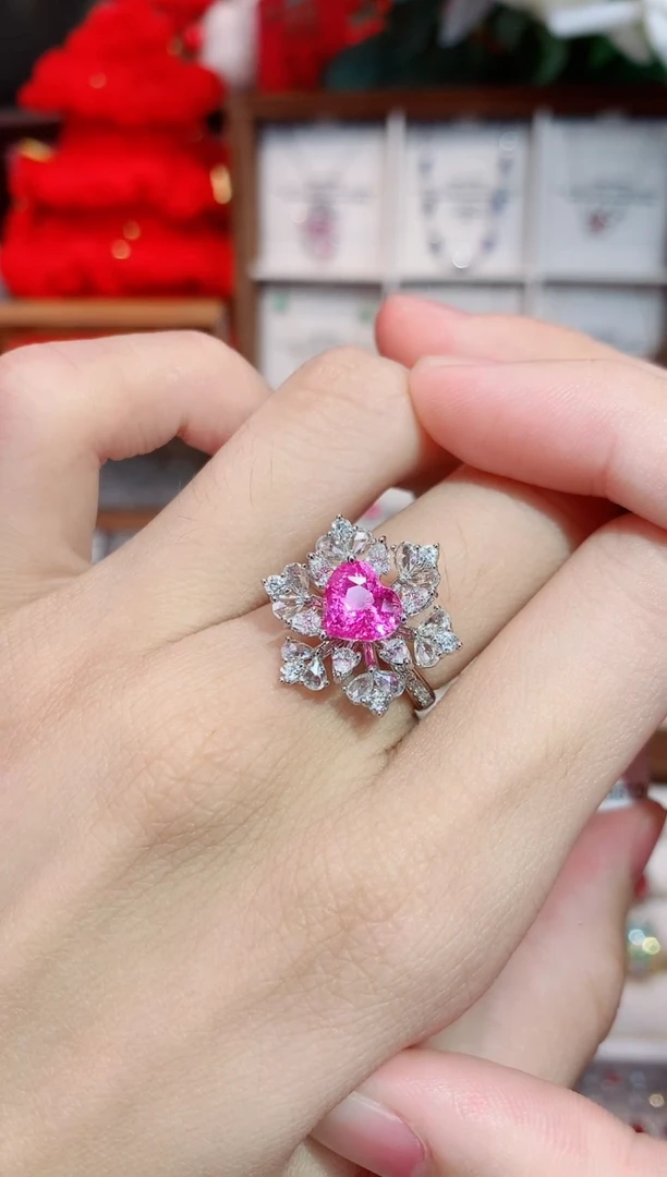 戒指彩色蓝宝石18K金镶嵌2.09ct/天然宝石/七天无理由