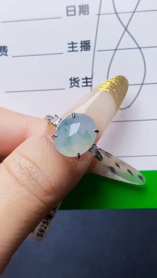银S925镶嵌戒指翡翠5636
