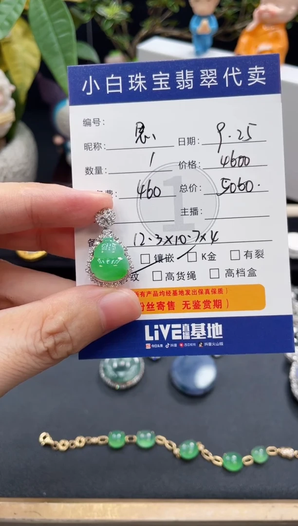 吊坠(不含链)18K金镶嵌翡翠思**年吊坠