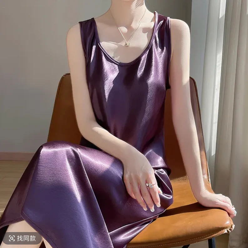 【国色天香】璀璨流光锦缎宽肩带鱼尾裙高端轻奢气质款性感吊带裙