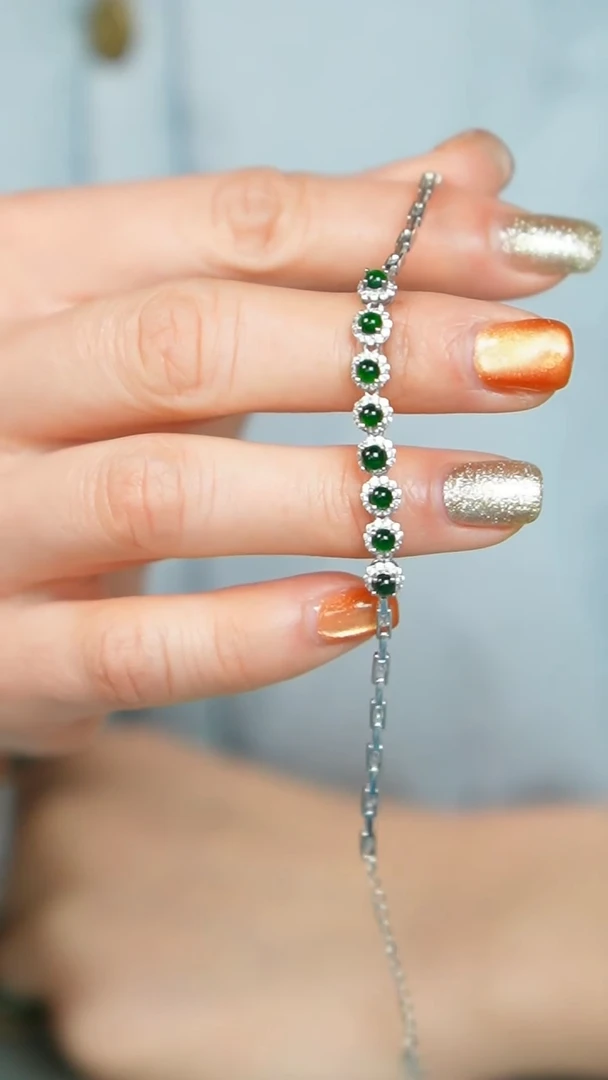 【闪购商品】翡翠手链银S925镶嵌4号-危手链/姿/Z