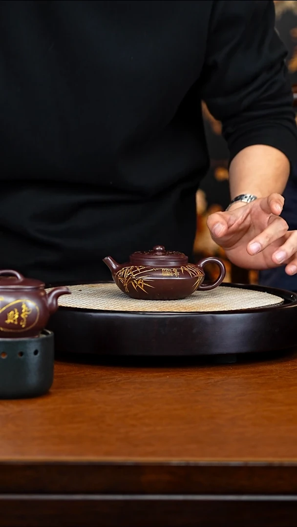 宜兴紫砂 DXY 紫泥 汉扁 210cc 送杯