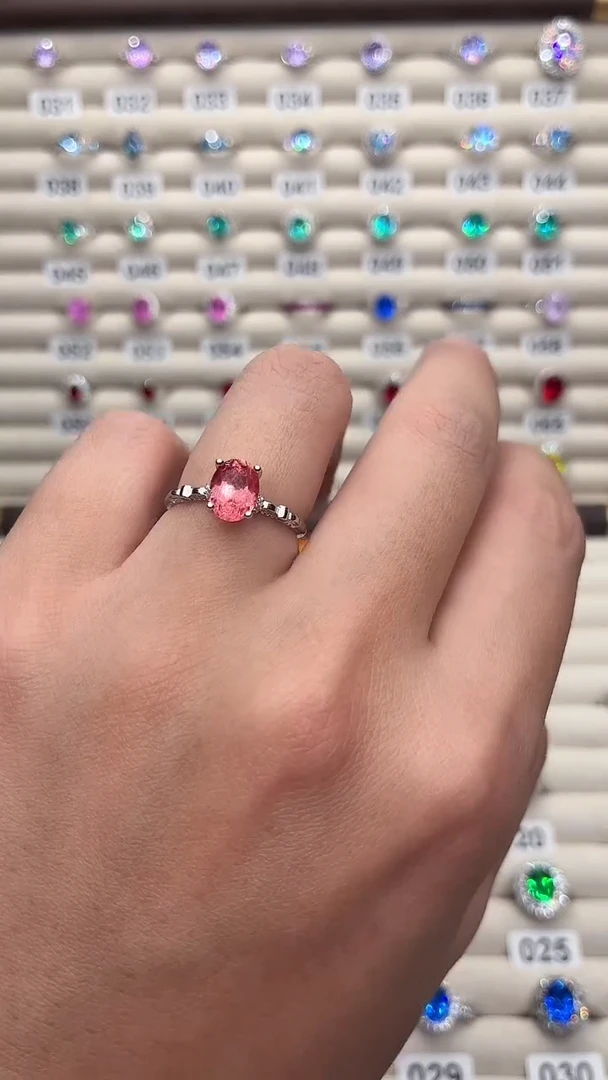 戒指彩色蓝宝石银S925镶嵌03568