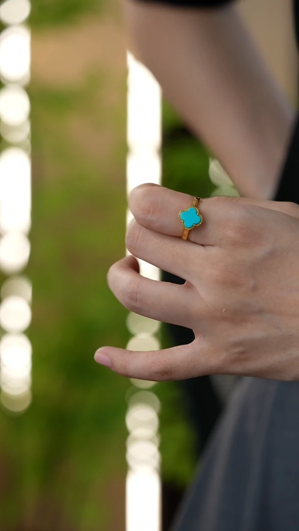 银S925镀金镶嵌绿松石戒指秒拍号42