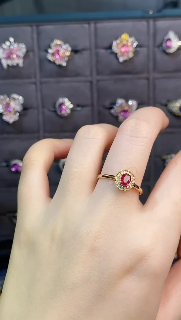 18K金镶嵌戒指红宝石0023