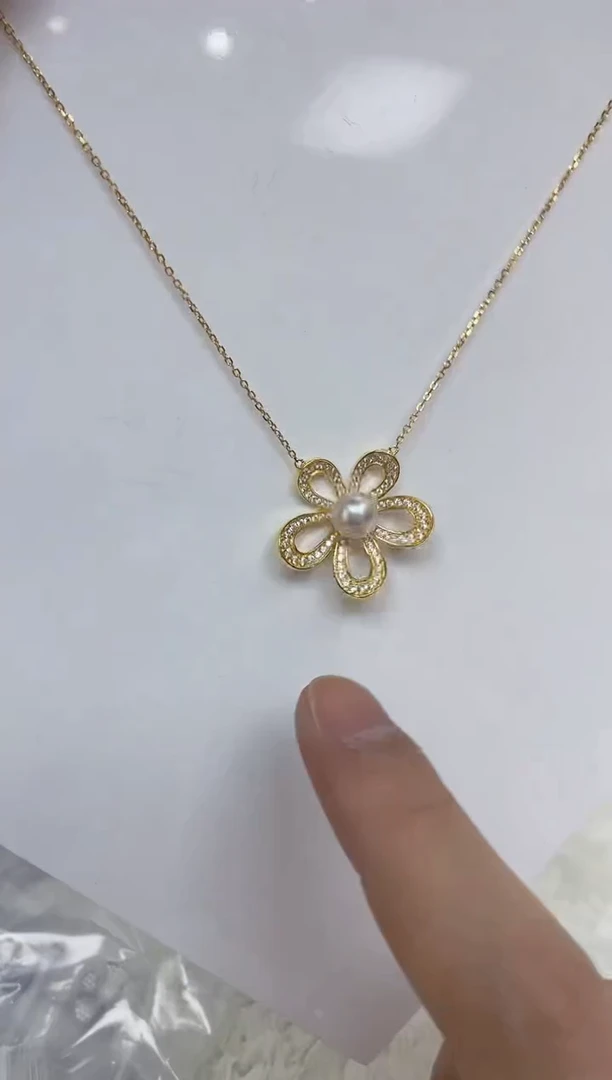 海水珍珠银S925镶嵌颈饰