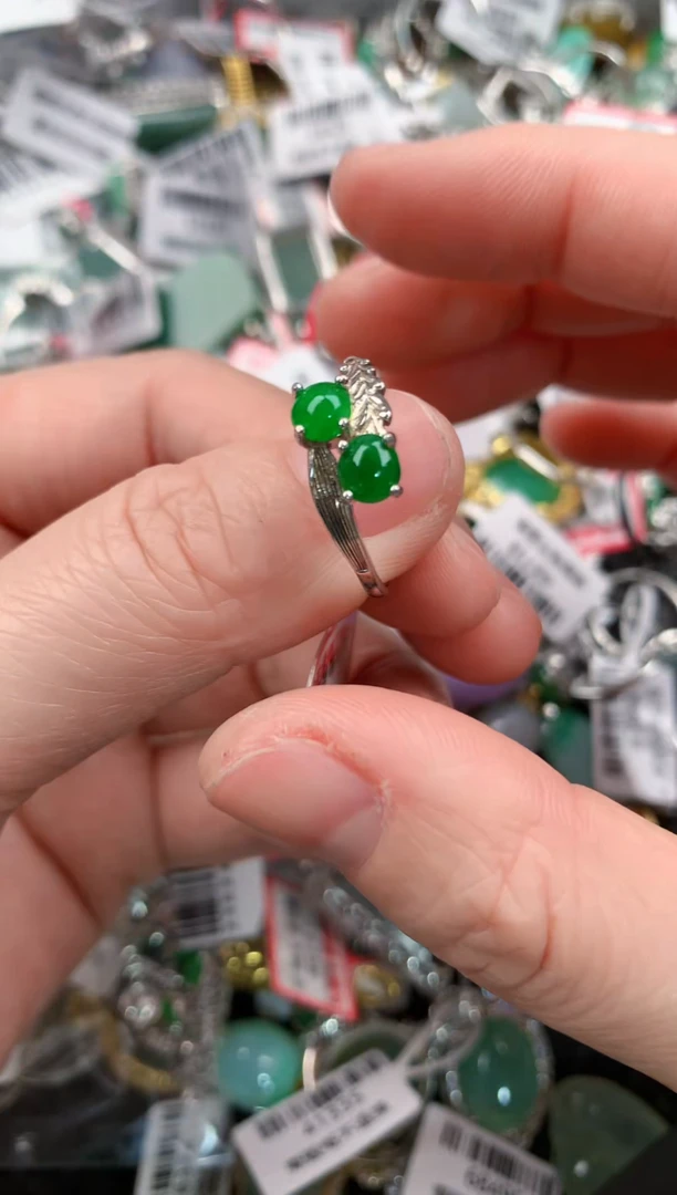 银S925镶嵌戒指翡翠44--6