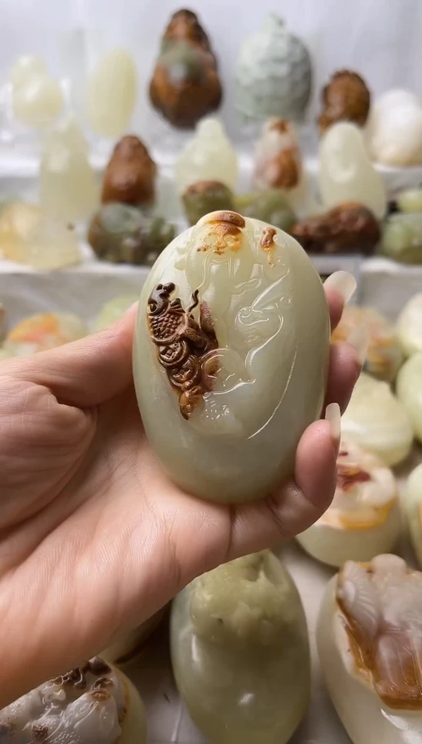 石材方解石手把摆件不退换财神