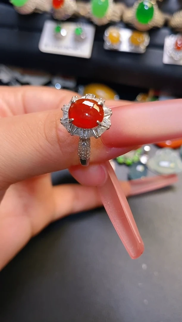 银S925镶嵌翡翠耳饰天然