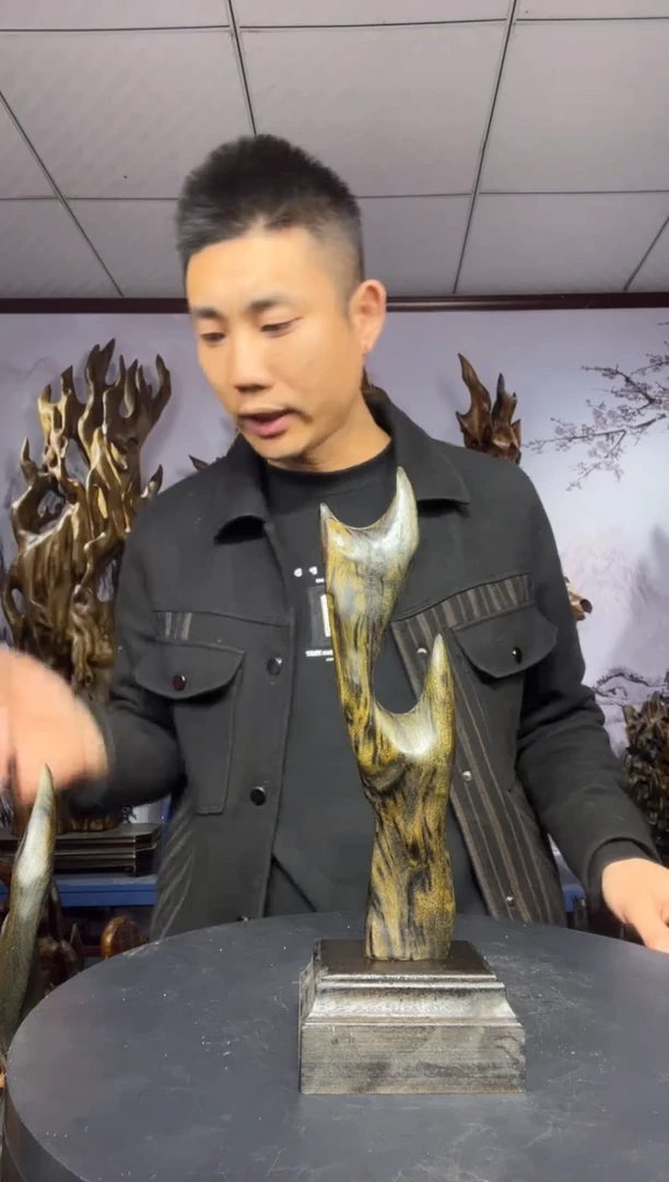 金丝楠木雕款张*金丝楠木工艺品摆件