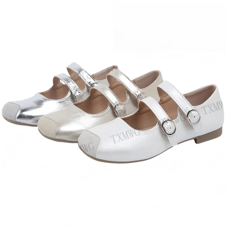 【退货补运费 】欧若风夏季新款平底方头一字扣带浅口半拖单鞋6056